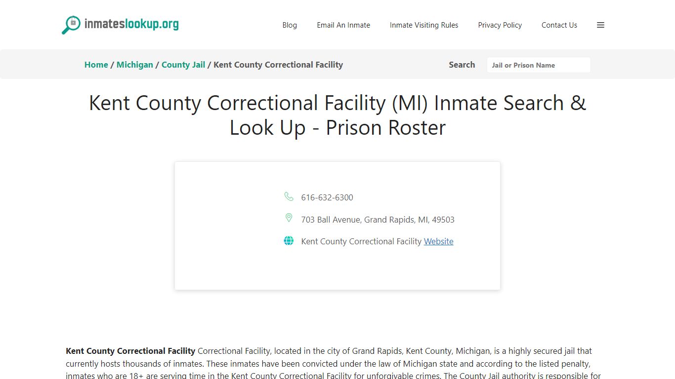 Kent County Correctional Facility (MI) Inmate Search & Look Up - Prison ...